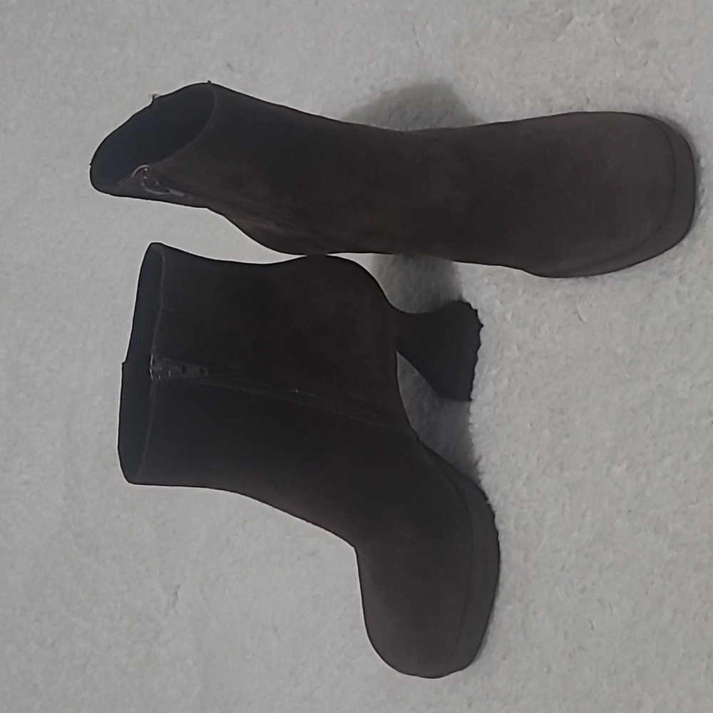 Jeffrey Campbell Humanity Brown Suede Platform Square Toe Booties